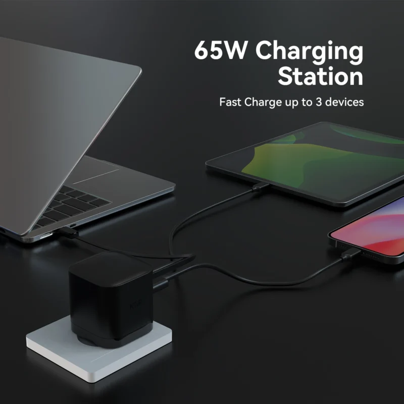 KiiP WH31 Adapter Charger 3in1 Fast Charging GaN 65W Retractable Cable - Image 2