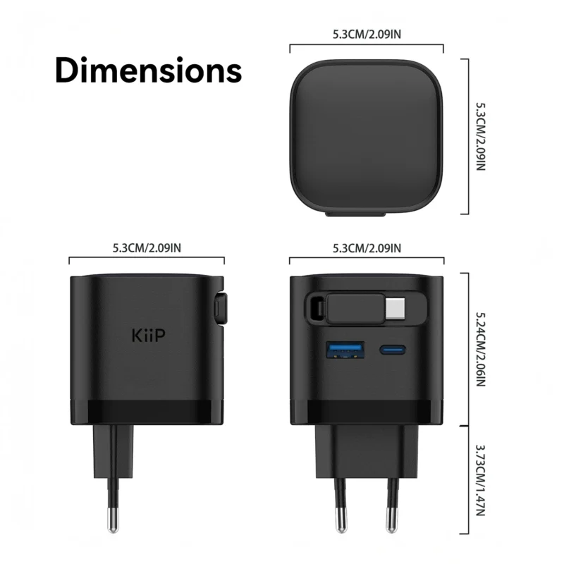 KiiP WH31 Adapter Charger 3in1 Fast Charging GaN 65W Retractable Cable - Image 3