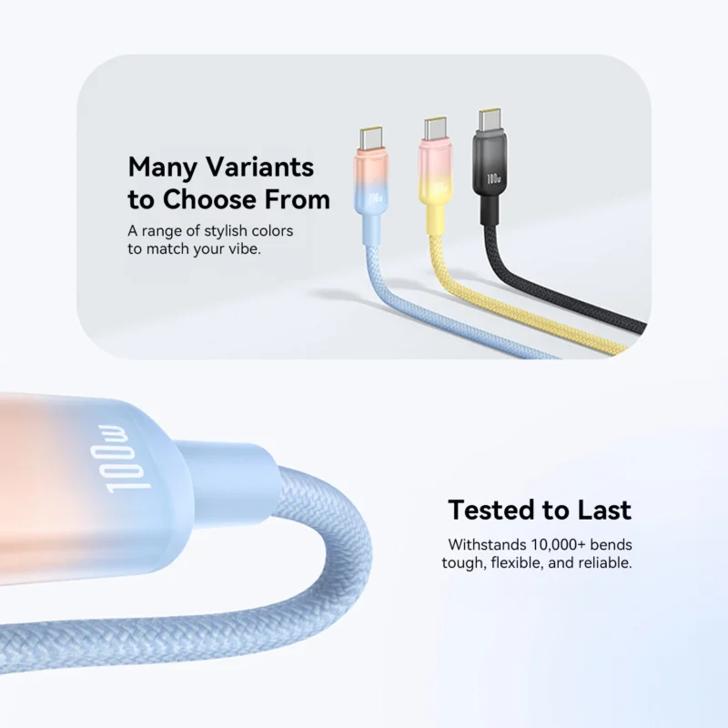 Kiip Kabel Charger Fast Charging Up To 100W Kabel Data Type C Lightning Gradient Series - Image 7