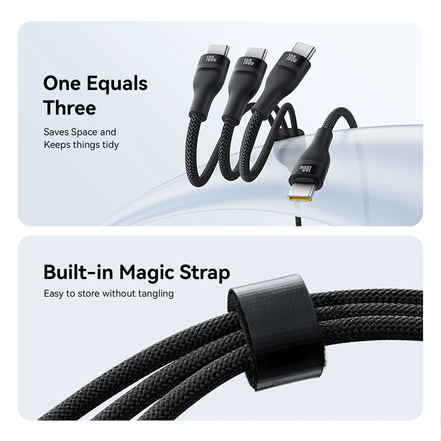 KiiP Kabel Data 100W Flash Series 3in1 Fast Charging Cable Type-C to C+C+C - Image 3