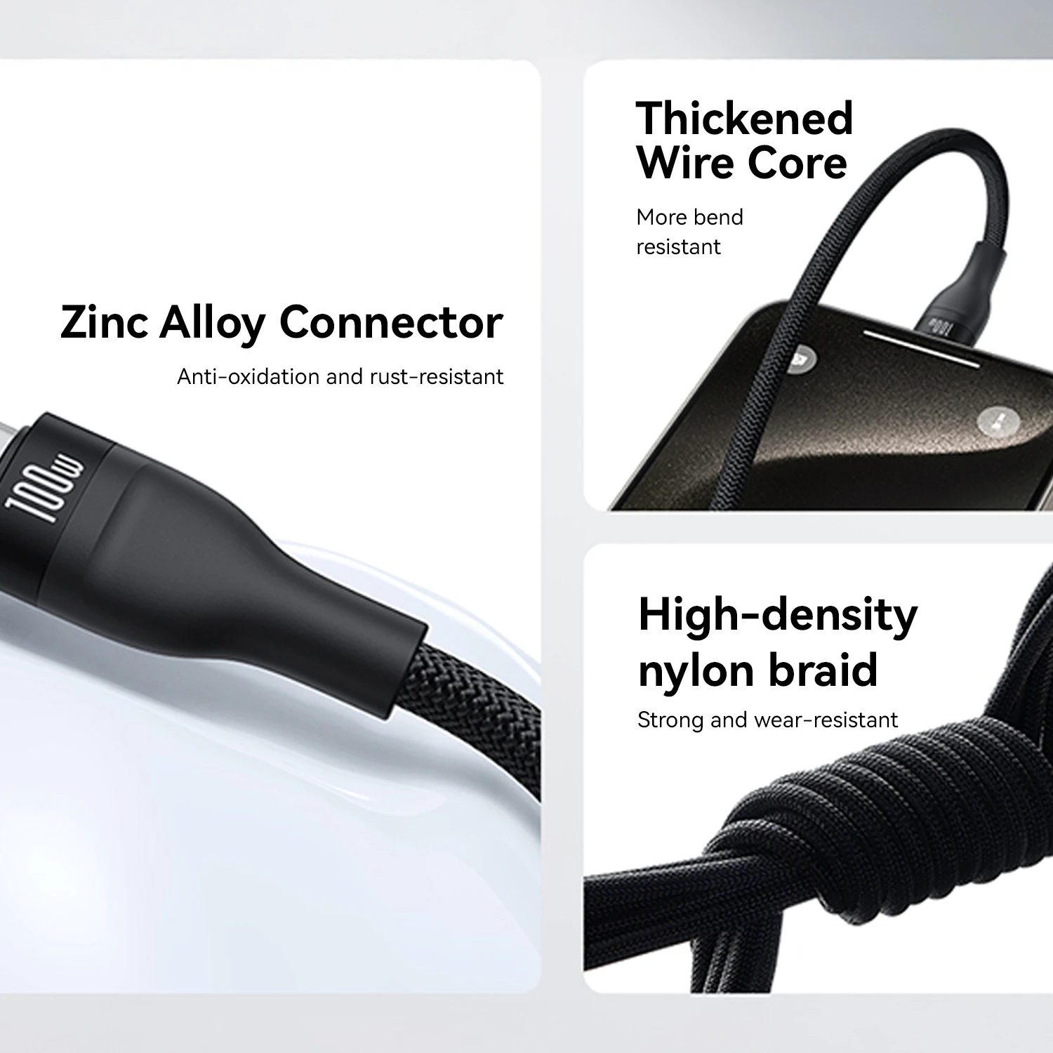 KiiP Kabel Data 100W Flash Series 3in1 Fast Charging Cable Type-C to C+C+C - Image 9