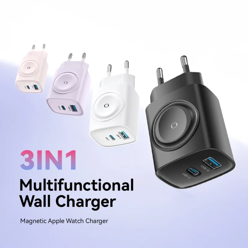 KiiP WH32 Adapter Charger 3in1 Fast Charging GaN6 22W USB-A＋USB-C＋iWatch Wireless Charging - Image 3
