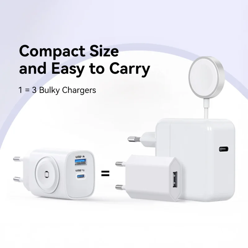 KiiP WH32 Adapter Charger 3in1 Fast Charging GaN6 22W USB-A＋USB-C＋iWatch Wireless Charging - Image 5