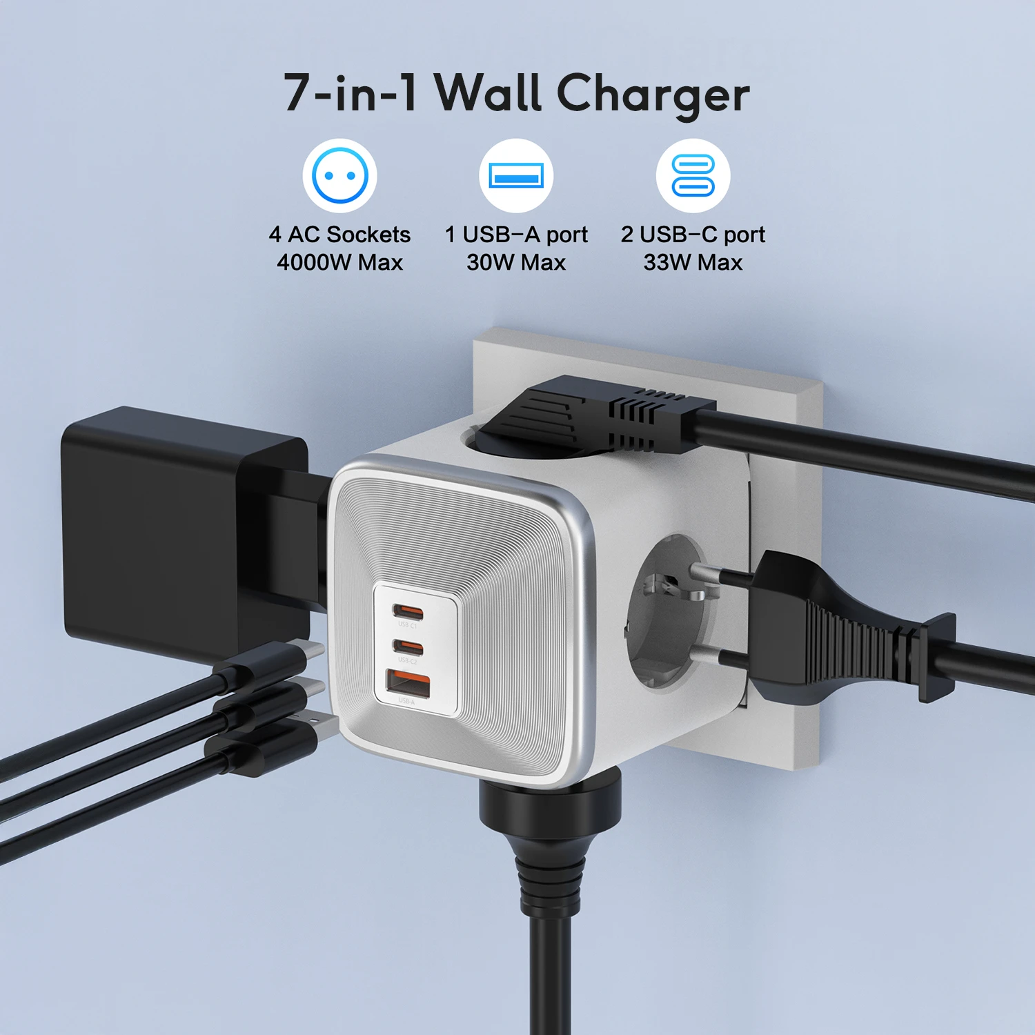 KiiP Charger C31T Power Cube Adaptor GaN 33W Charging Adapter AC Socket 4000W - Image 2