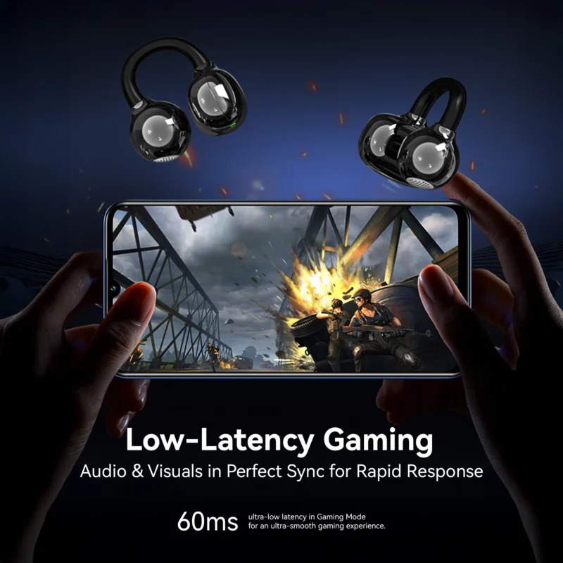 KiiP DTH19 OWS Ear Clip Earphone Display Open Ear Bluetooth TWS Smart LED Hi-Fi Stereo - Image 3