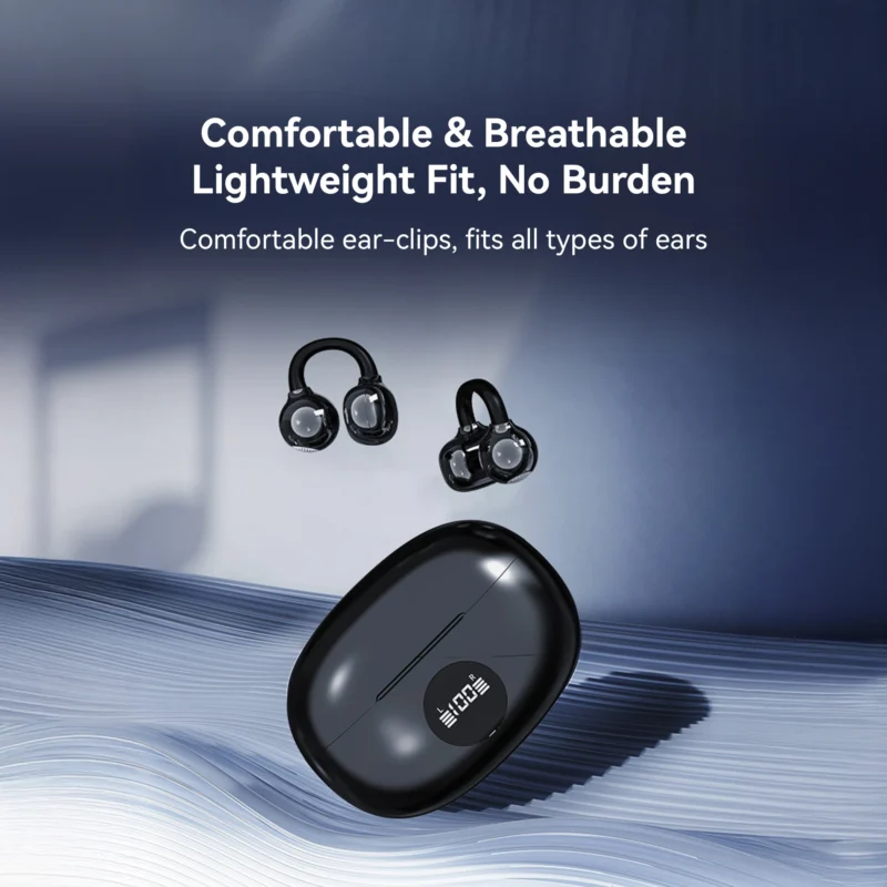 KiiP DTH19 OWS Ear Clip Earphone Display Open Ear Bluetooth TWS Smart LED Hi-Fi Stereo - Image 4
