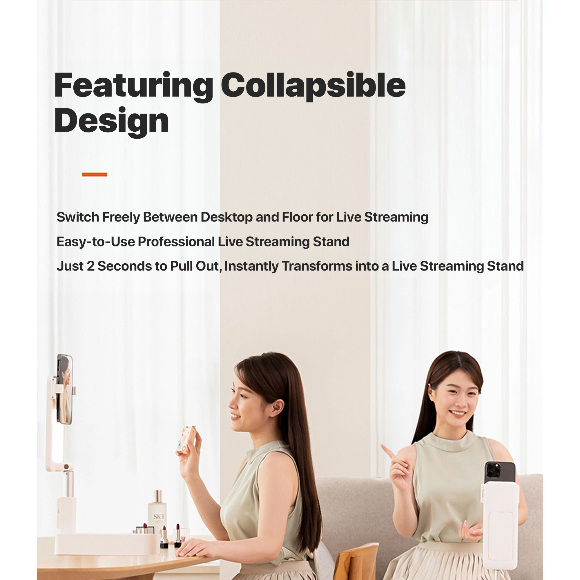 KiiP Wireless Selfie02 Stand Phone Live Stream Lipat Multi Fungsi Ring Light LED - Image 3