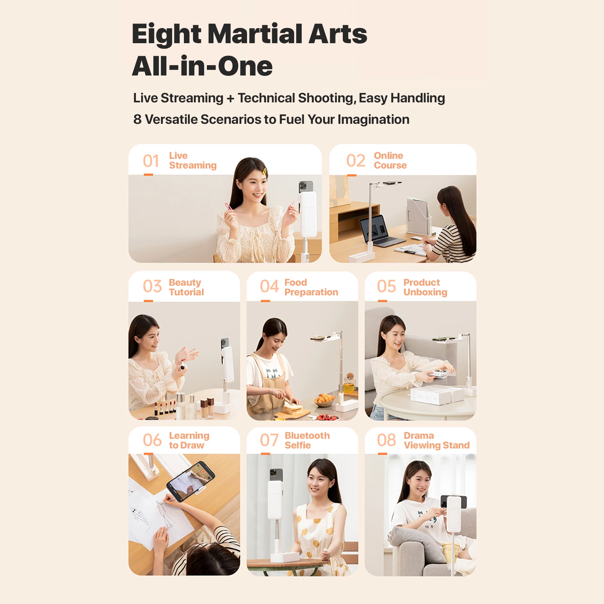 KiiP Wireless Selfie02 Stand Phone Live Stream Lipat Multi Fungsi Ring Light LED - Image 7