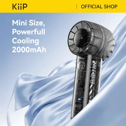KiiP Fan07 Transparant Portable Fan High-speed Kipas Angin Mini Turbo 5Speed Kipas Genggam Smart LED Display