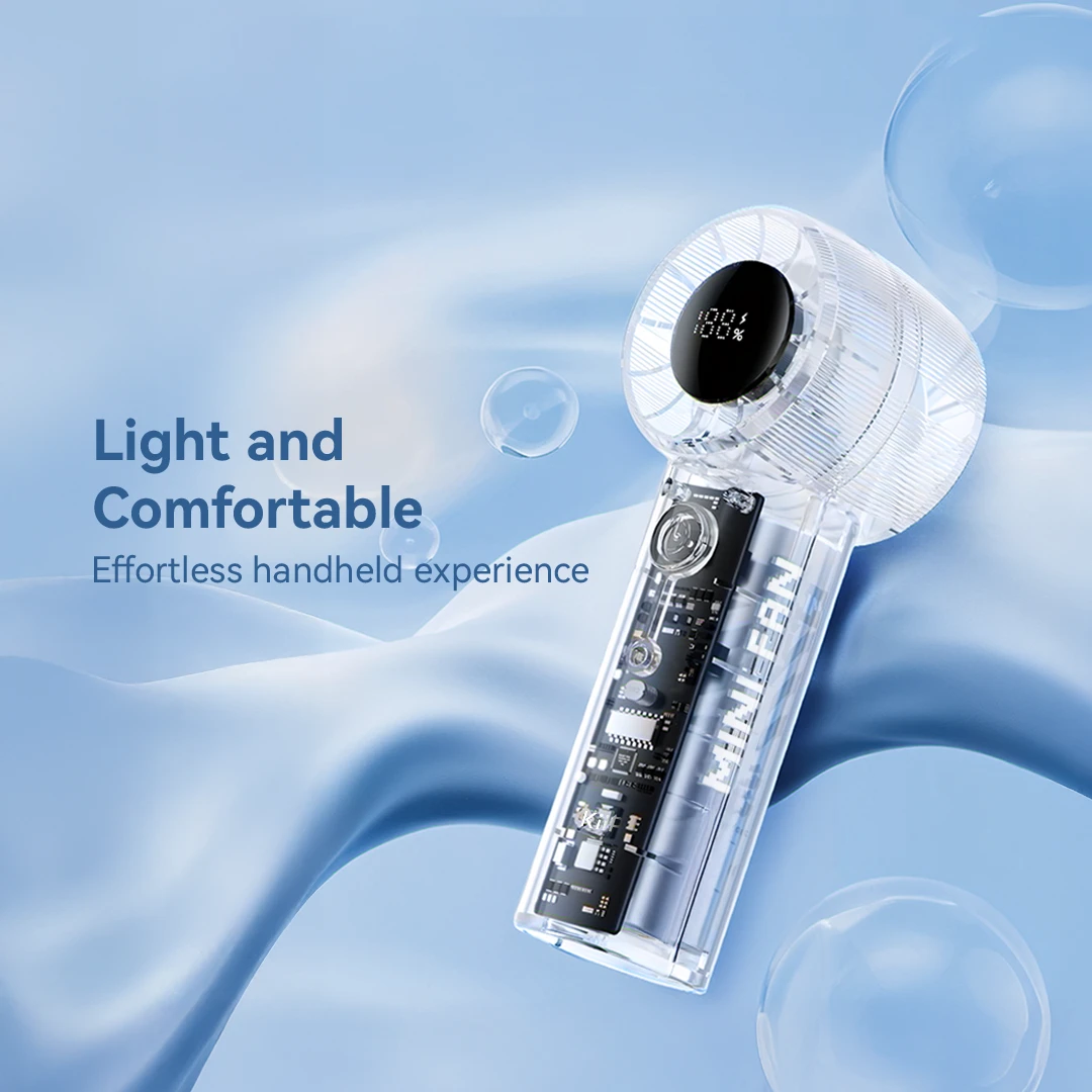 KiiP Fan07 Transparant Portable Fan High-speed Kipas Angin Mini Turbo 5Speed Kipas Genggam Smart LED Display - Image 2