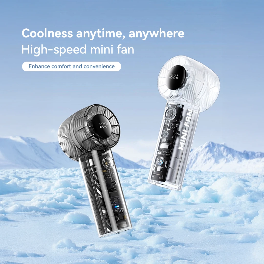 KiiP Fan07 Transparant Portable Fan High-speed Kipas Angin Mini Turbo 5Speed Kipas Genggam Smart LED Display - Image 3