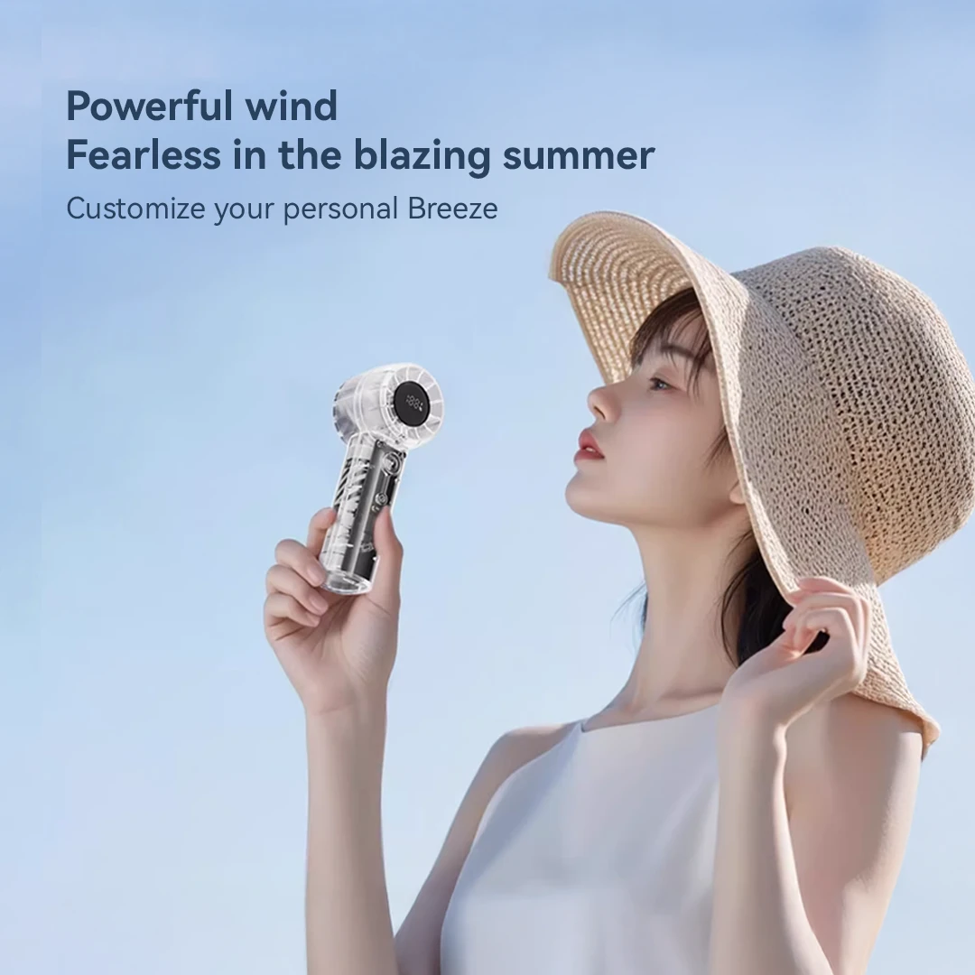 KiiP Fan07 Transparant Portable Fan High-speed Kipas Angin Mini Turbo 5Speed Kipas Genggam Smart LED Display - Image 6