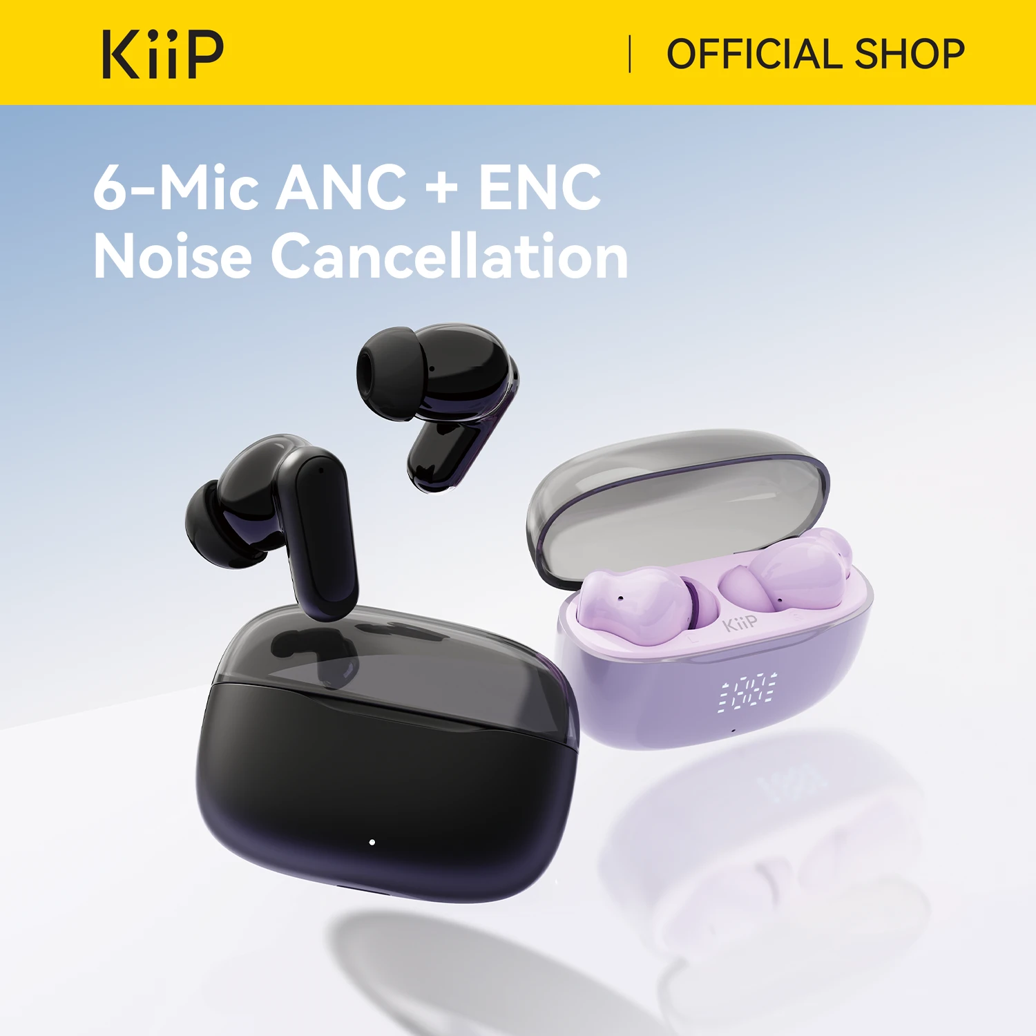 KiiP DTS19 TWS ANC ENC Bluetooth 6.0 Headset Handsfree Earphone Low Latency