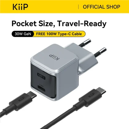 KiiP Wall Charger 30W Mini Adaptor GaN3 Fast Charger PD QC 3.0