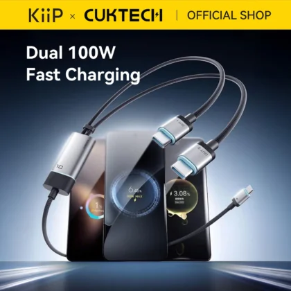 Cuktech 10 C2C515 Kabel Data 2in1 100W PD3.0 PP3 QC4 Fast Charging