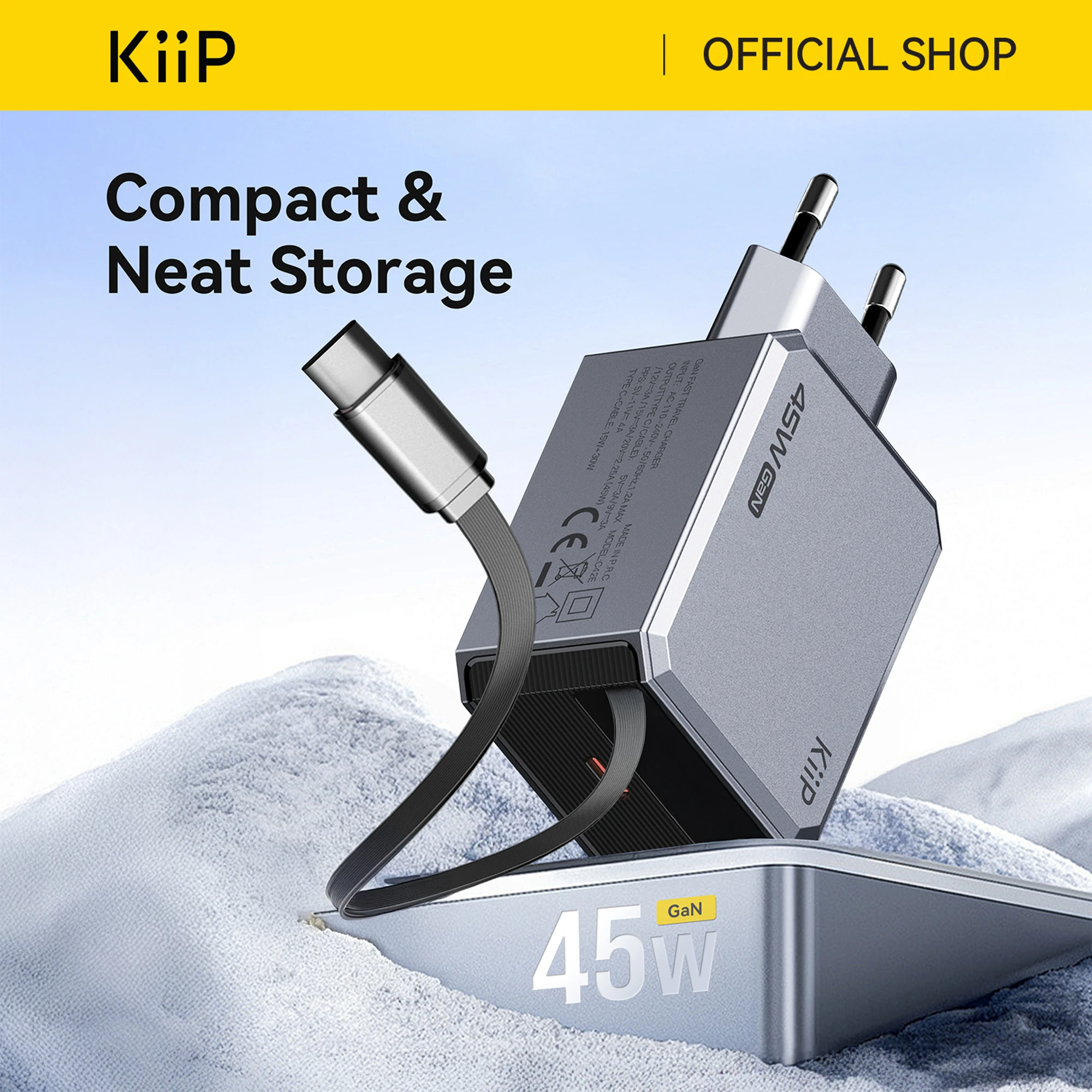 KiiP C42E Adaptor Gan6 Fast Charging 45W Kepala Charger QC 3.0 PPS PD 3.0