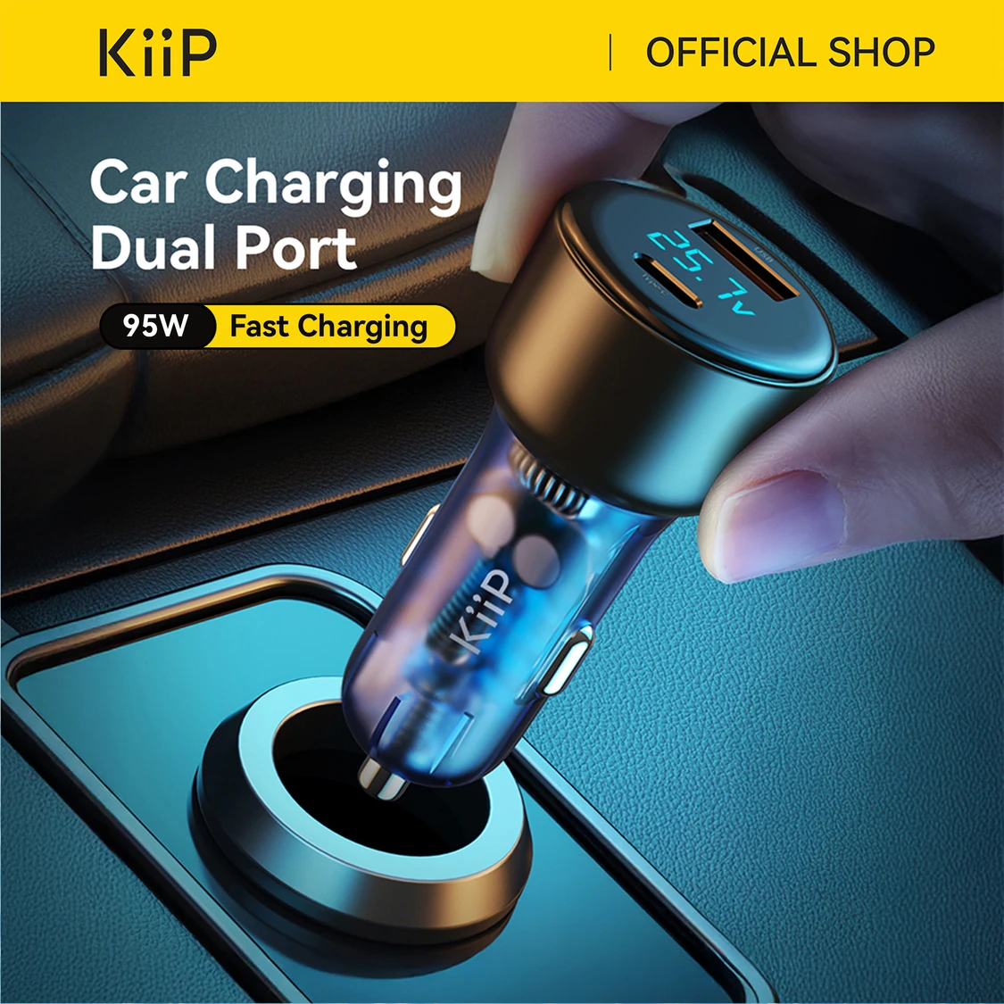 KiiP H16 Pro Car Charger Mobil PD PPS 95W Type-C+USB Fast Charging
