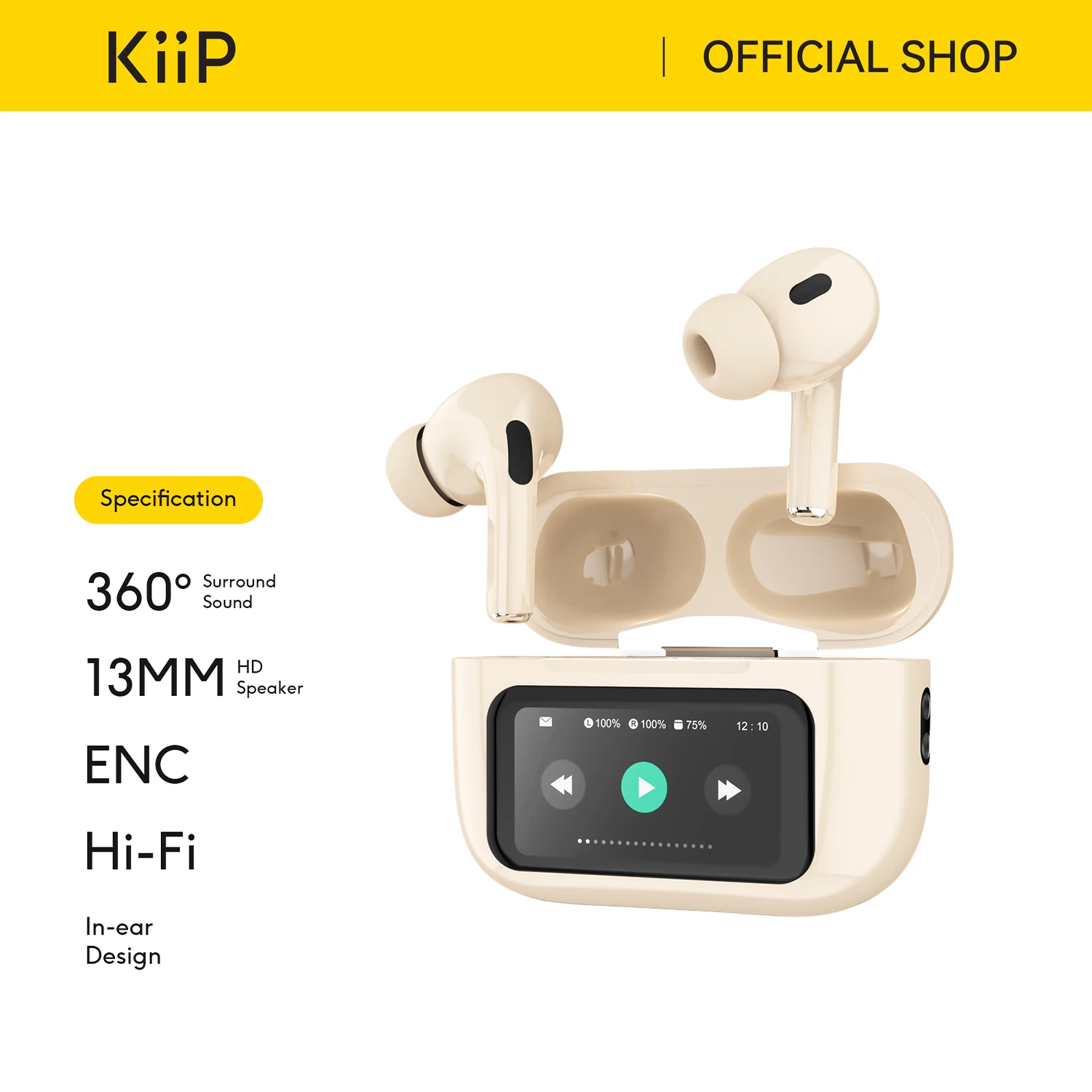KiiP DTS16 Tws ANC Headset Bluetooth 5.4 Earphone Smart Screen Active Noise Reduction