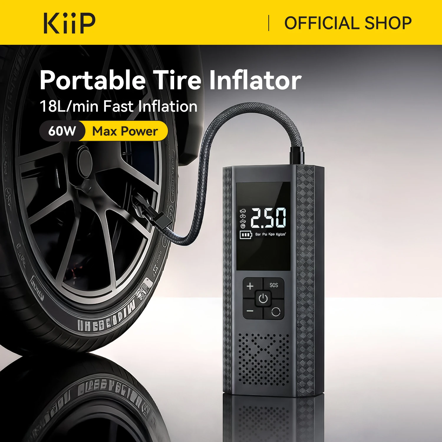 KiiP EAP01 Portable Car Tire Inflator Pompa Ban Motor Dan Mobil Electric Air Pump Car Air Pump Portable Mini Pompa Angin Elektrik