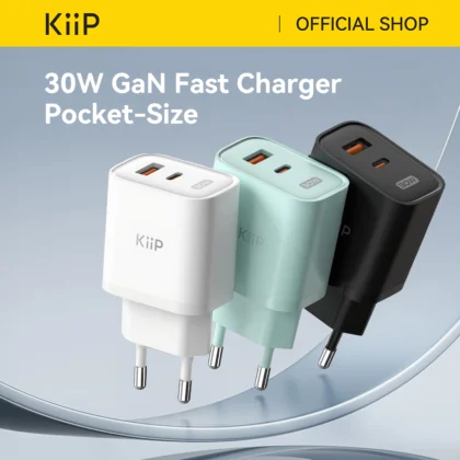 KiiP C30E Wall Charger Adaptor GaN 30W Fast Charging Kepala Charger Mini Travel Adaptor